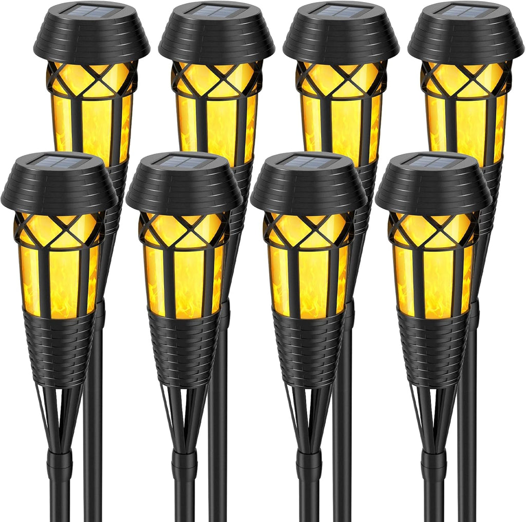 Flickering Flames Torch Light Solar Garden Lights Waterproof Landscape Lighting - 8 Pack
