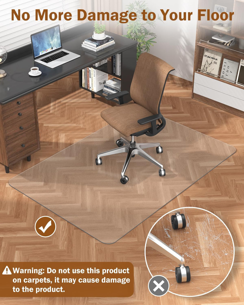 Blvornl Frosted Clear Chair Mat for Hardwood Floor, 47.2'*60' Hard Material Office Chair Mat, Memory Plastic Computer Chair Pad for Rolling Chairs, Desk Floor Rug for Office and Home
