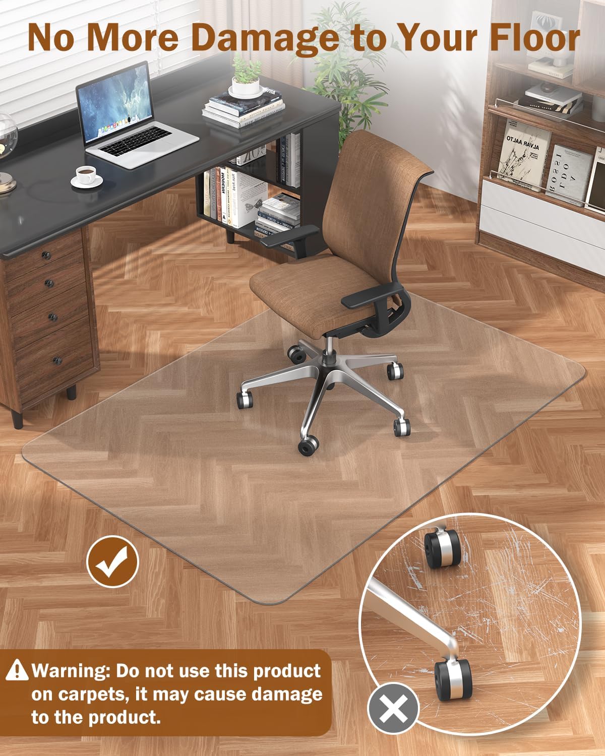 Blvornl 3 Pack Frosted Clear Chair Mat for Hardwood Floor, 32.5'*53' Hard Material Office Chair Mat, Memory Plastic Computer Chair Pad for Rolling Chairs, Desk Floor Rug for Office and Home