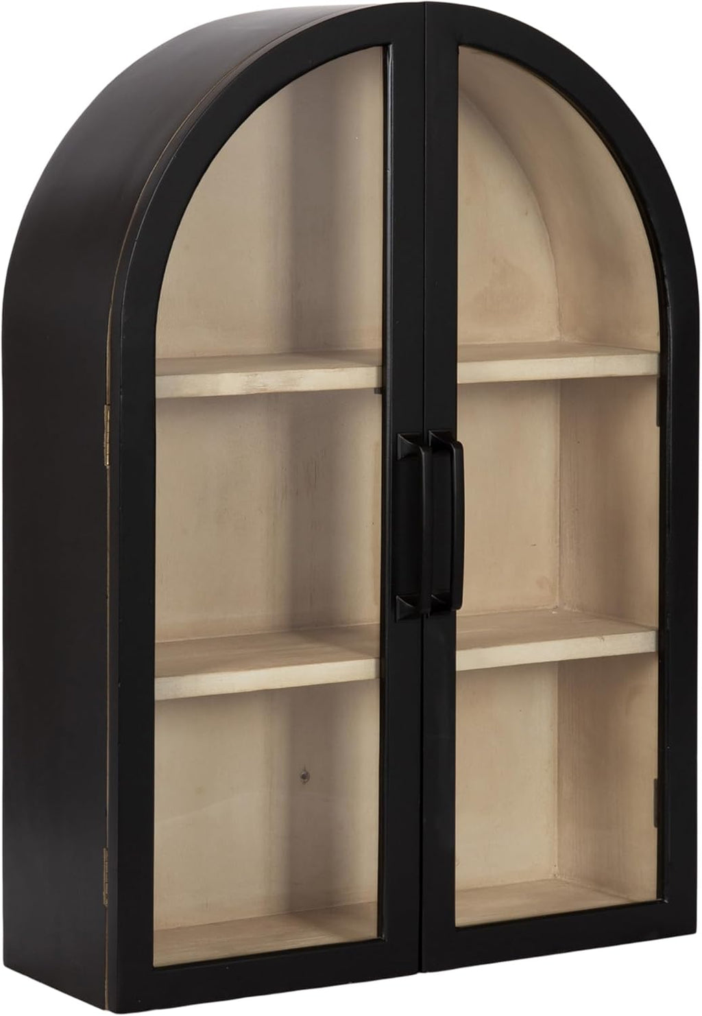 Kate and Laurel Arcott Modern Arch Wall Cabinet; 21 x 8 x 30; Natural Wood and Black; Transitional Arched Cabinet for Use as Over-the-Toilet Storage or Living Room Storage Cabinet