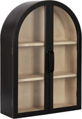 Kate and Laurel Arcott Modern Arch Wall Cabinet; 21 x 8 x 30; Natural Wood and Black; Transitional Arched Cabinet for Use as Over-the-Toilet Storage or Living Room Storage Cabinet
