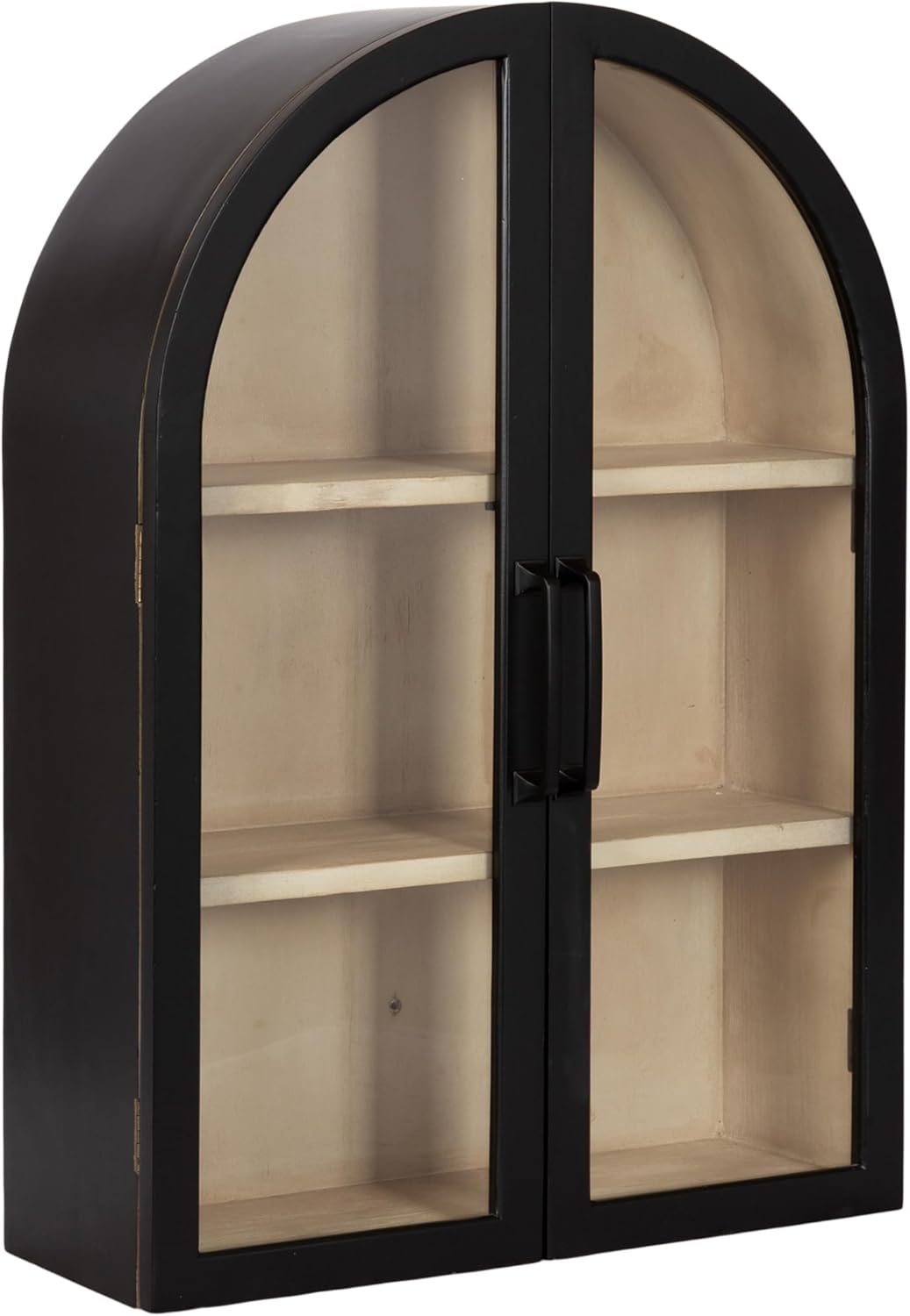 Kate and Laurel Arcott Modern Arch Wall Cabinet; 21 x 8 x 30; Natural Wood and Black; Transitional Arched Cabinet for Use as Over-the-Toilet Storage or Living Room Storage Cabinet
