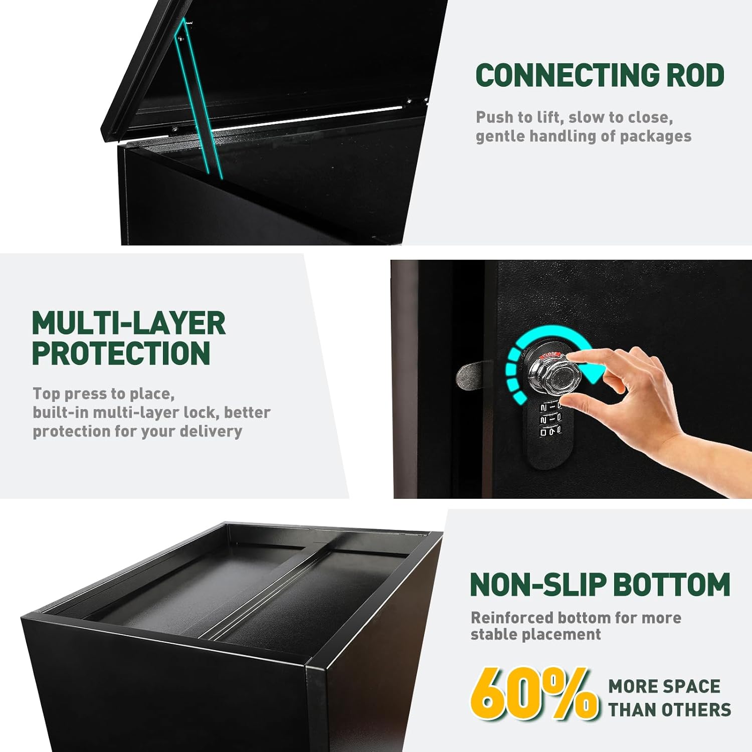 50IN Package Delivery Boxes for Outside, Ultra Large Mailbox for Parcel, Automobile Steel Parcel Mailbox, Waterproof Anti-Theft Parcel Drop Box for Home Business