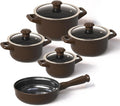 Real Ceramic, Non Scratchable, Non Toxic Cookware Set - Oven Safe Up to 1200F, Stovetop Agnostic, Dishwasher Safe, Longlasting and Lightweight - PFAS, PTFE, PFOA, PFOS - Cocoa Brown