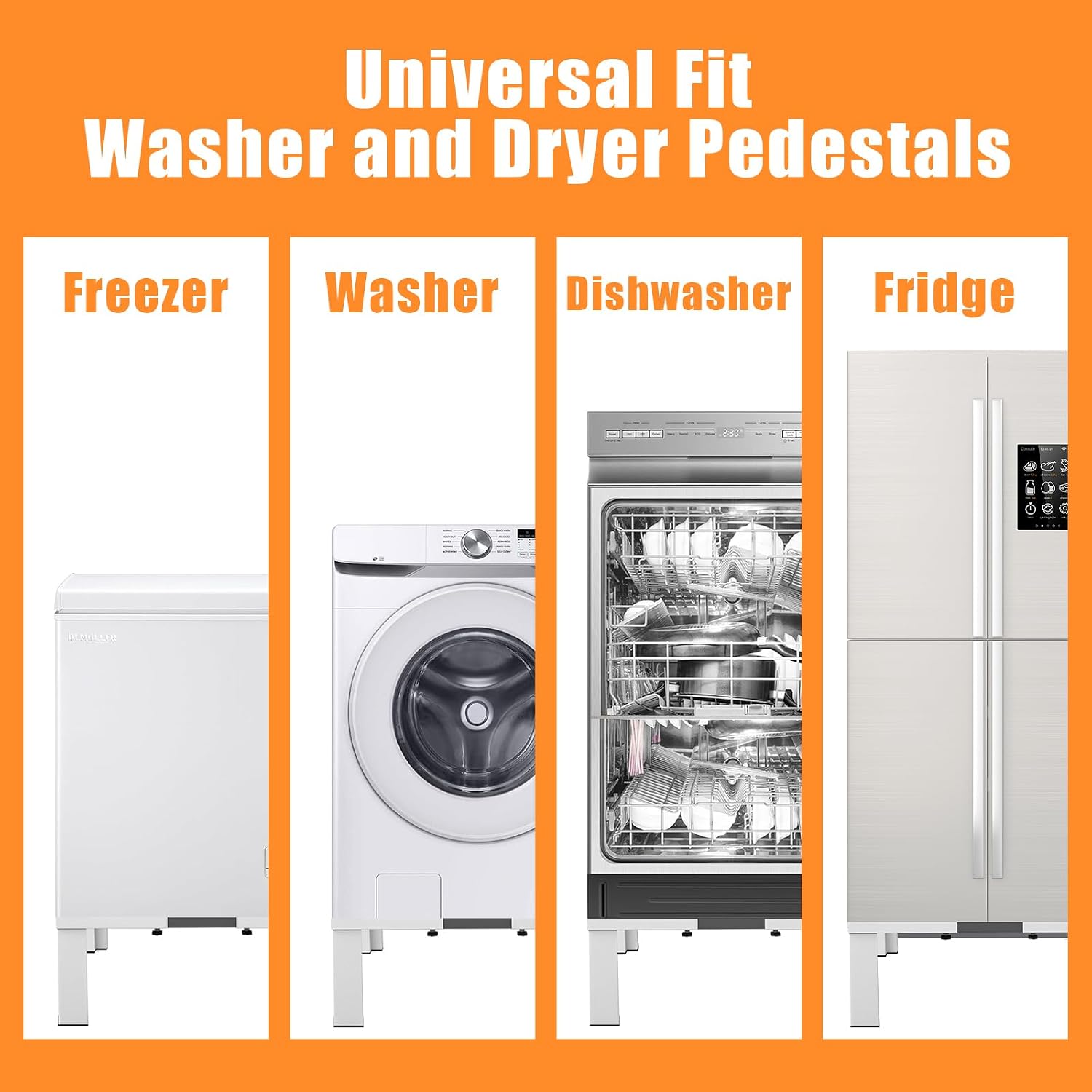 Heavy-Duty All Steel Universal Laundry Pedestal 16' Height , Full size Washing Machine Stand Adjustable Dryer Stand , Suitable for all Washer and Dryer Pedestal（White）