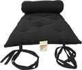 D&D Futon Furniture Traditional Japanese Floor Rolling Futon Mattress, Cotton Battings/Foam/Polyester Batting (Black, 80 x 72 x 3 in Thick King Size)