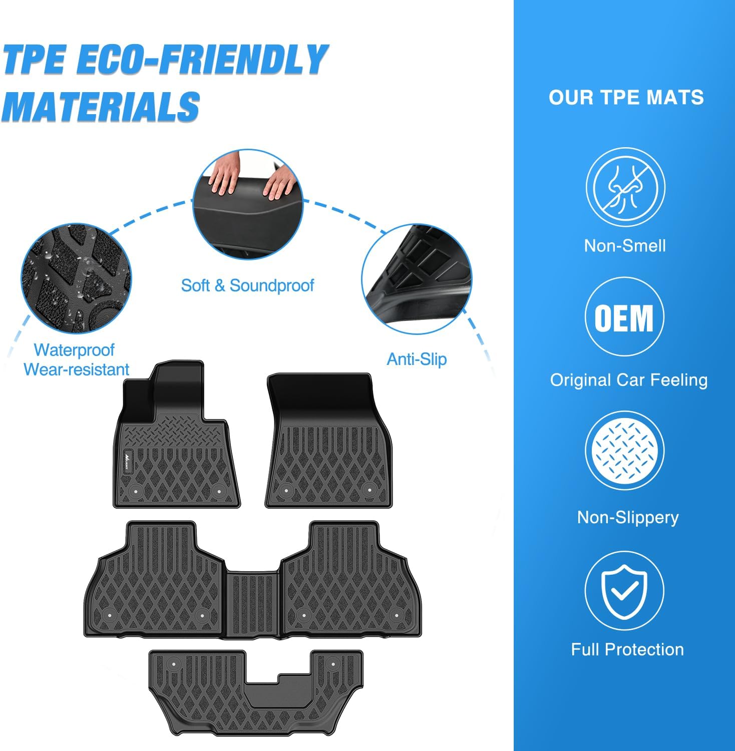 Nilight TPE Floor Mats for BMW X7 7 Seats 2019 2020 2021 2022 2023 2024 2025 2026 All Weather Custom Fit Heavy Duty Floor Liners
