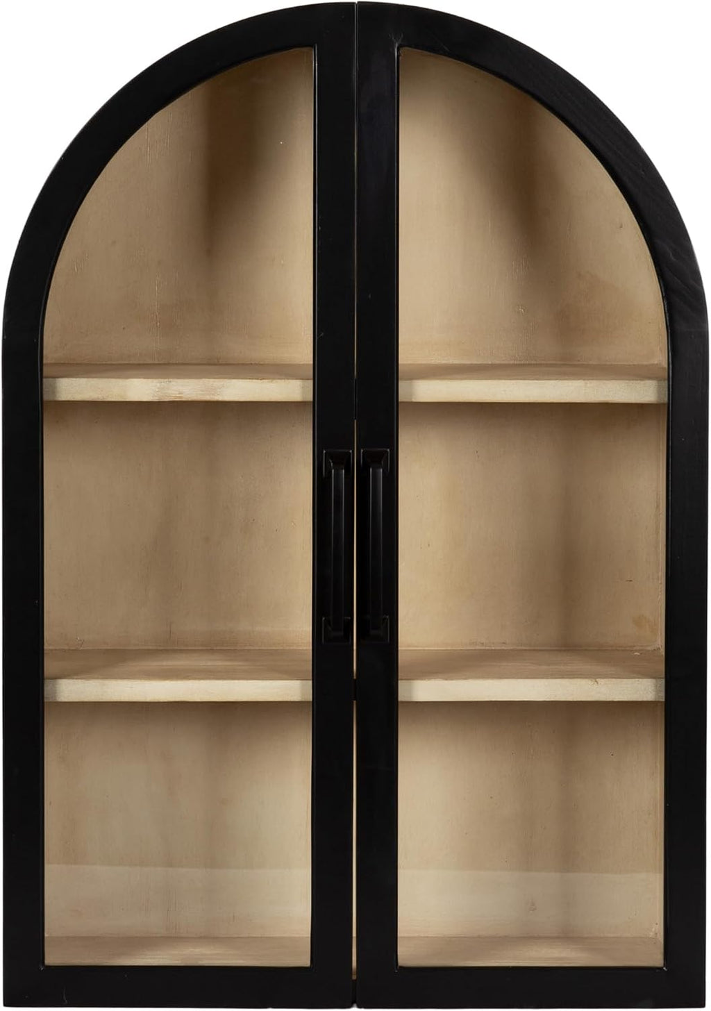 Kate and Laurel Arcott Modern Arch Wall Cabinet; 21 x 8 x 30; Natural Wood and Black; Transitional Arched Cabinet for Use as Over-the-Toilet Storage or Living Room Storage Cabinet