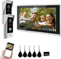 Wired Smart Video Apartments Intercom System,10 Inch Monitors with 1080P Doorbell Camera,3-in-1 Unlocking,TUYA WiFi Door Phone Kits, Ideal for Villas & Homes (2 doorbell + 1 Monitor)