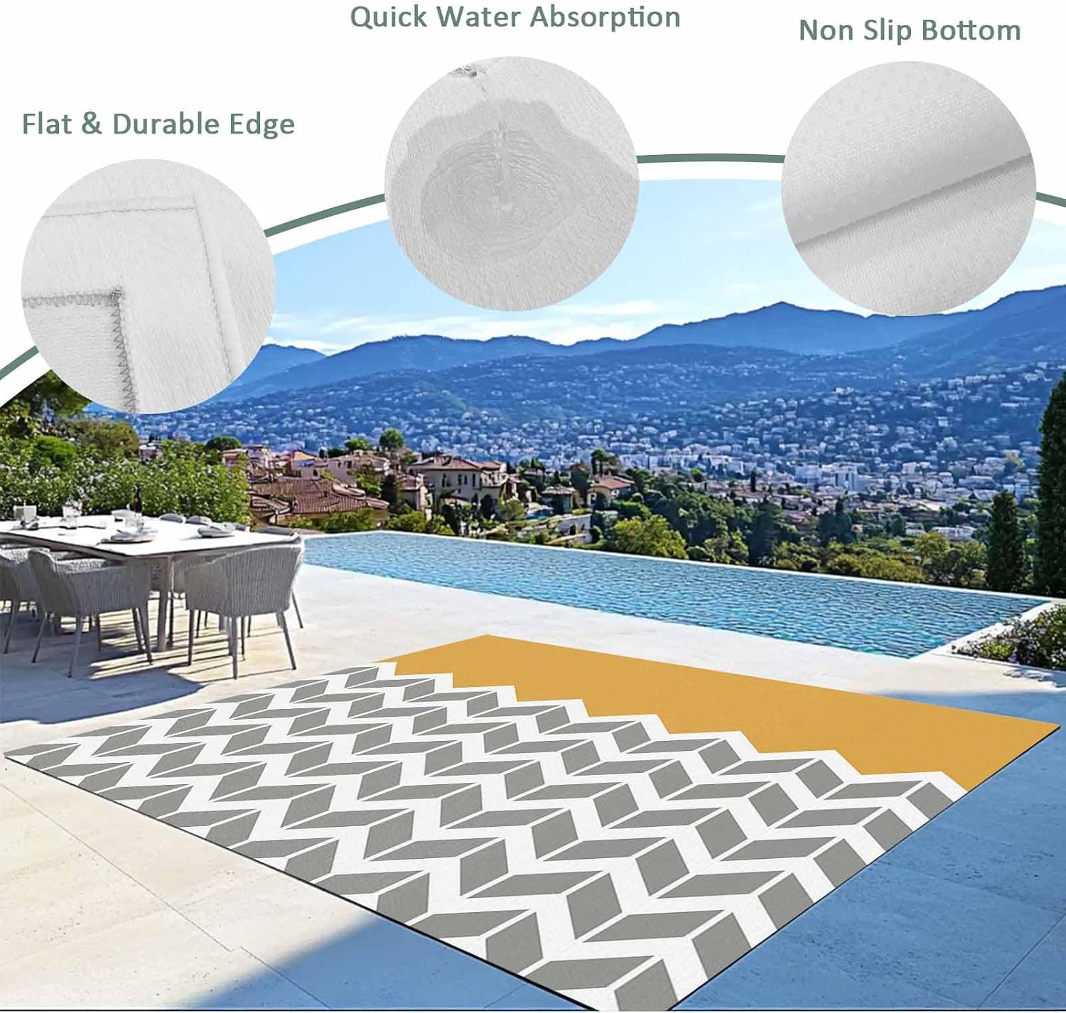 Outdoor Rug 4x6ft Geometric Chevron Arrow Orange Patio Area Rugs Waterproof Easy Cleaning Non Shedding Thick Mats Art Carpet for Indoor Outdoor Porch Deck Backyard Balcony