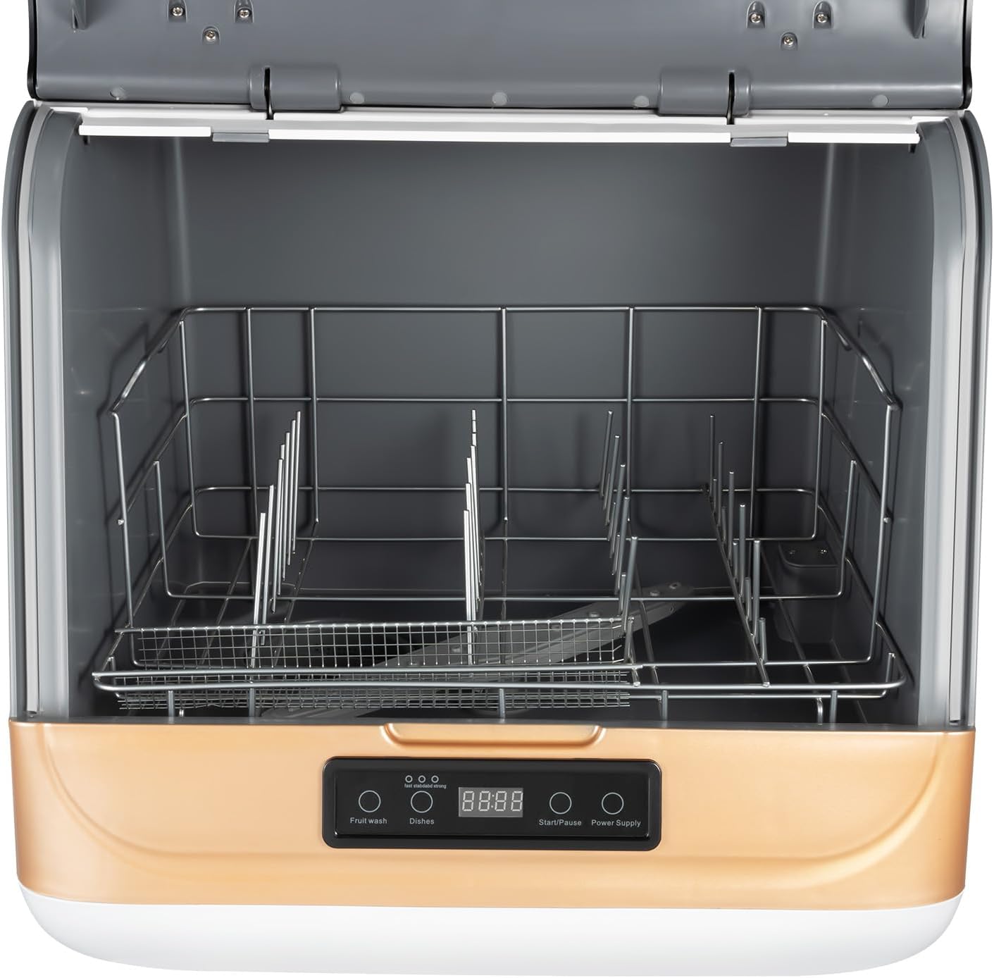 800W Portable Countertop Dishwasher,3 Washing Modes, 158℉ High-Temp, No Installation Needed, Compact Mini Dish Washing Machine with 8L Water Tank for 4-6 Sets Tableware (Type A - Gold)