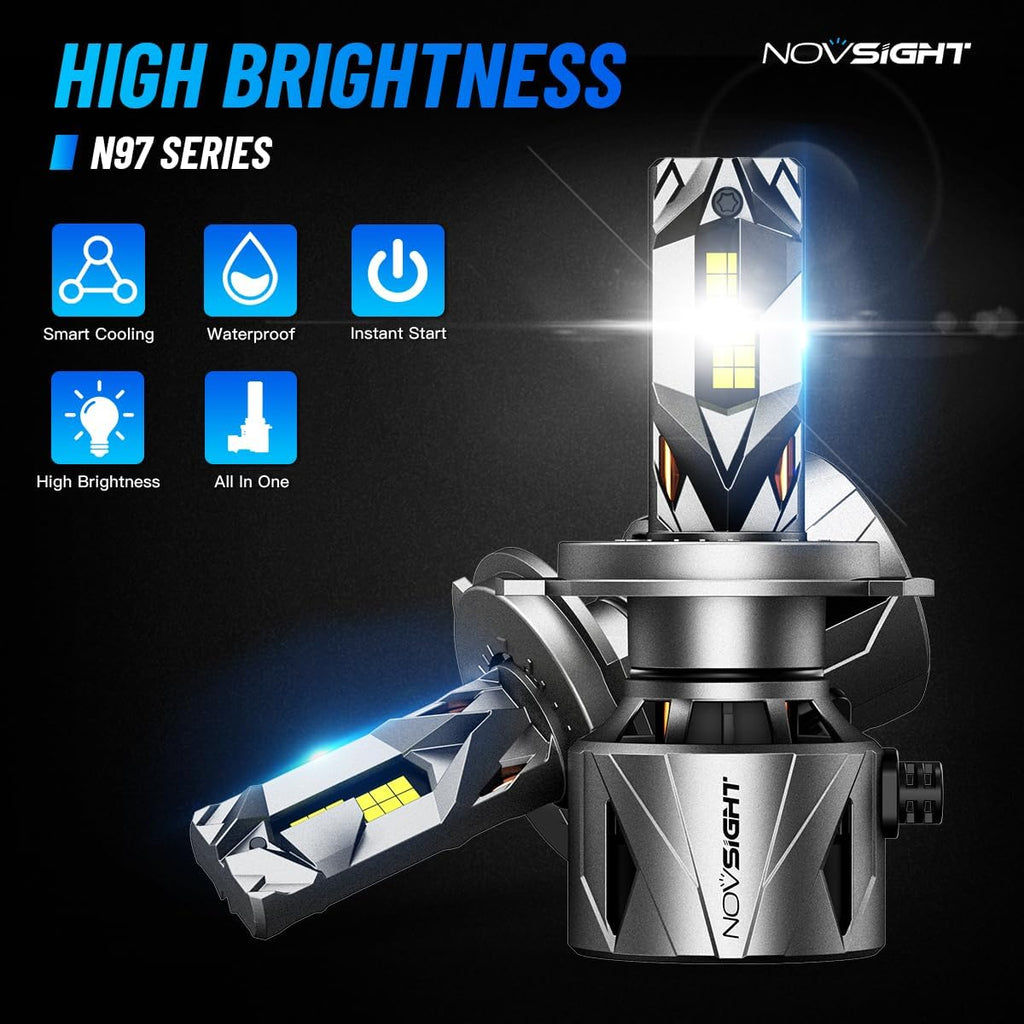 NOVSIGHT 𝗛𝟰 Fog Bulbs Upgrade, 900% Brighter 95,000LM, 240W Performance, Enhanced Cooling, 5-Min Installation, 100,000+ Hour Lifespan, IP68 & CANBUS Compatible, Pack of 2