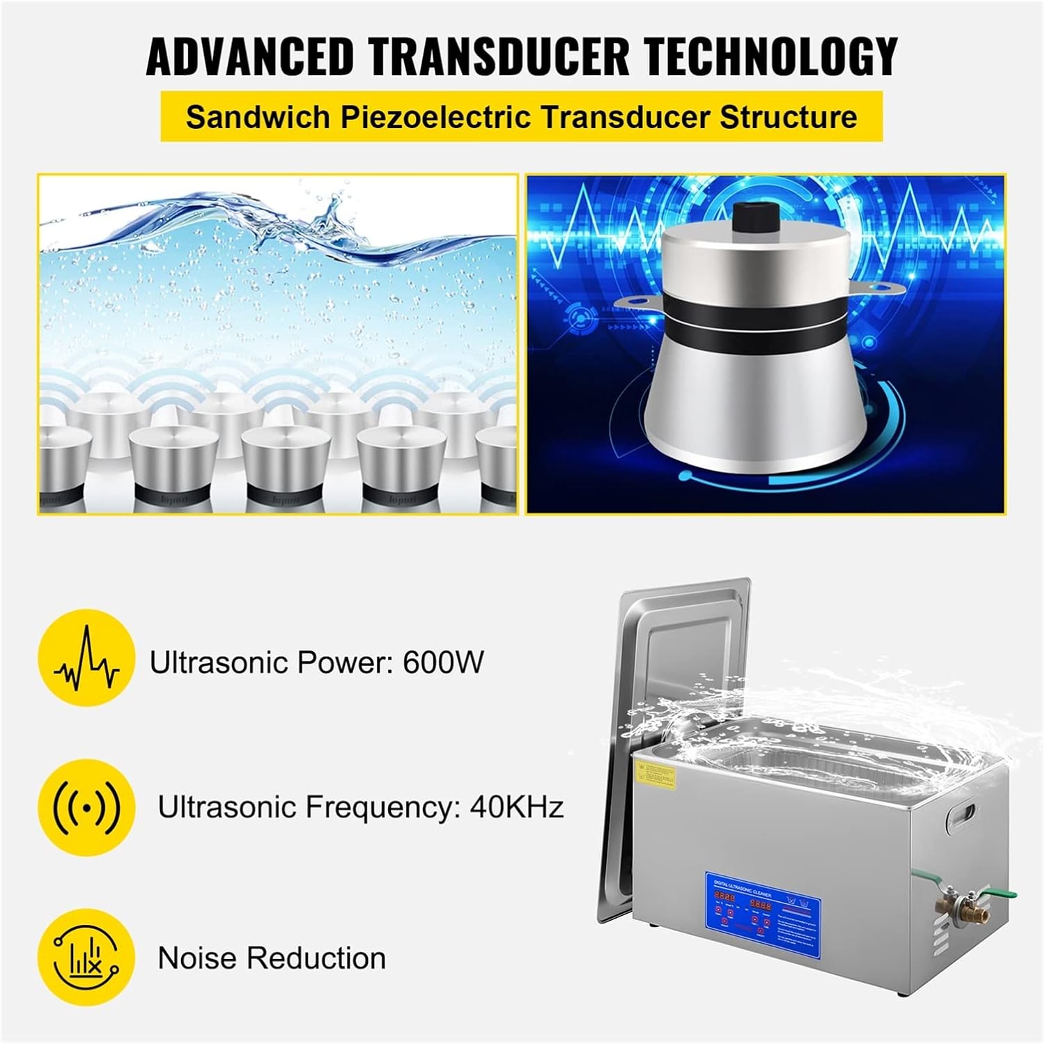 1.3L 2L 3L 6L 10L 15L 22L 30L Ultrasonic Cleaner Lave-Dishes Portable Washing Machine Diswasher Ultrasound Home Appliances Durability, Efficience(2L)