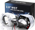 2.5 Inch Mini Projector Lens with Hi/Lo Beam Function,70W 20,000LM 6000K White,Sliver Shrouds DRL Angel Eyes Decoration White Yellow Signal Turning Light Retrofit H1 H4 H7