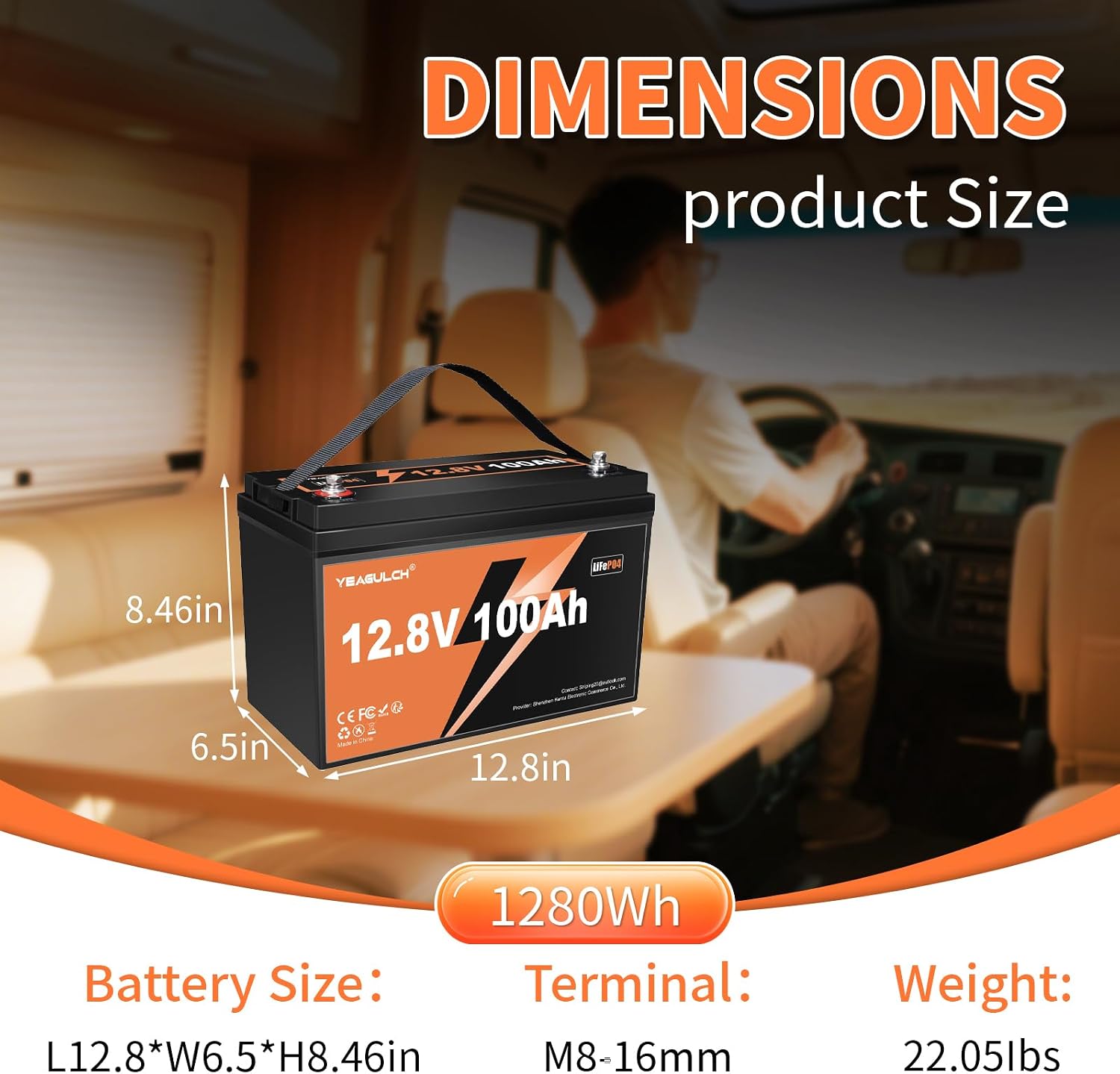 2 Pack 12V 100Ah LiFePO4 Lithium Battery Buit in 100A BMS 1.28kWh Up to 6000 Deep Cycle Rechargeable Lithium Iron Phosphate Battery Perfect for RV Trolling Motor Fish finder Marine