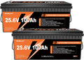 2 Pack 24V 100Ah LiFePO4 Lithium Battery with 100A BMS 2560Wh Up to 15000+ Deep Cycles Rechargeable Battery Perfect for RV Trolling Motor Marine Solar Off-Grid Systems