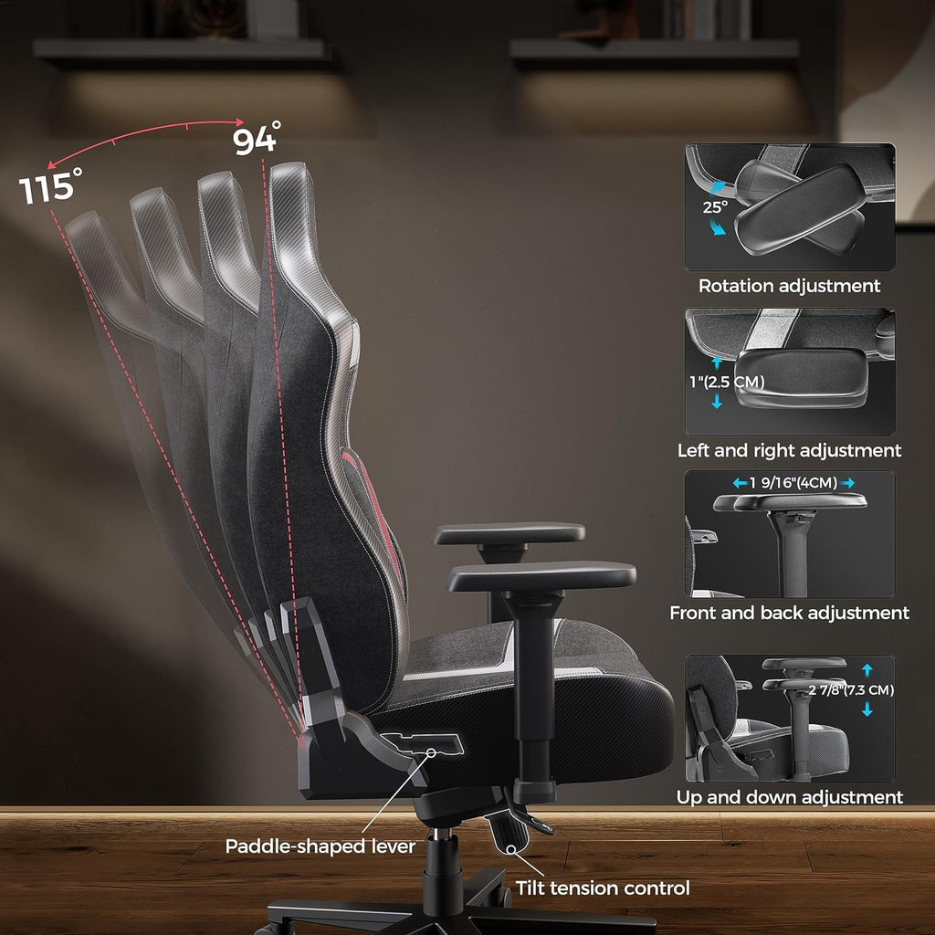 EUREKA ERGONOMIC Gaming Chair GC08, Computer Gamer Chair with Lumbar Support, Racing Style Gaming Chairs with 4.3in Thicken Seat Cushion, Ergonomic Gaming Chair for Adults, Red