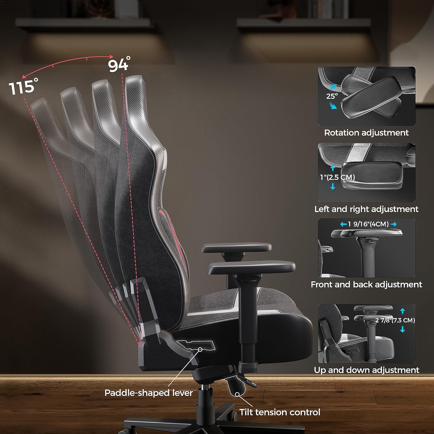 EUREKA ERGONOMIC Gaming Chair GC08, Computer Gamer Chair with Lumbar Support, Racing Style Gaming Chairs with 4.3in Thicken Seat Cushion, Ergonomic Gaming Chair for Adults, Red