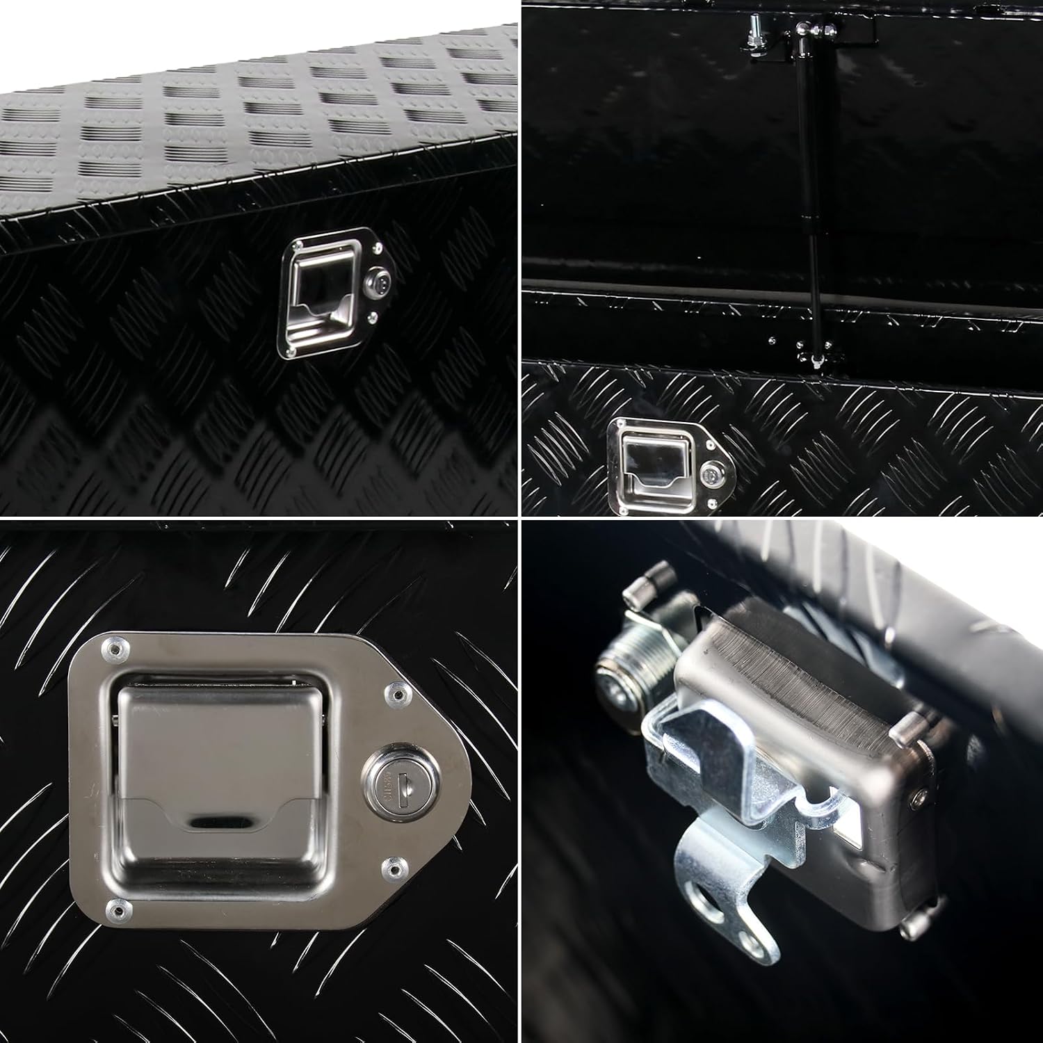 49' Aluminum Tool Box Storage Box with Lock & Keys (50.8x20.3x15.6 inches, 33.7 lbs, Water Resistant, Black)