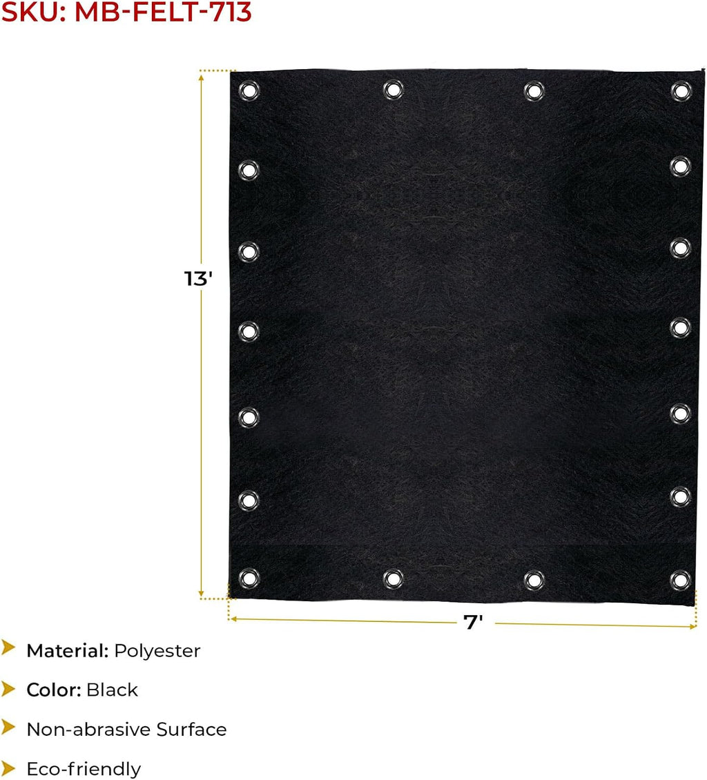 Mytee Products 2 Pack 7'x13' Black Pre Tarp Blanket with Grommets for Tarp & Cargo Load & Protection - Heavy Duty Textile Moving Blankets for Packing & Shipping Furniture - Non-Abrasive Surface