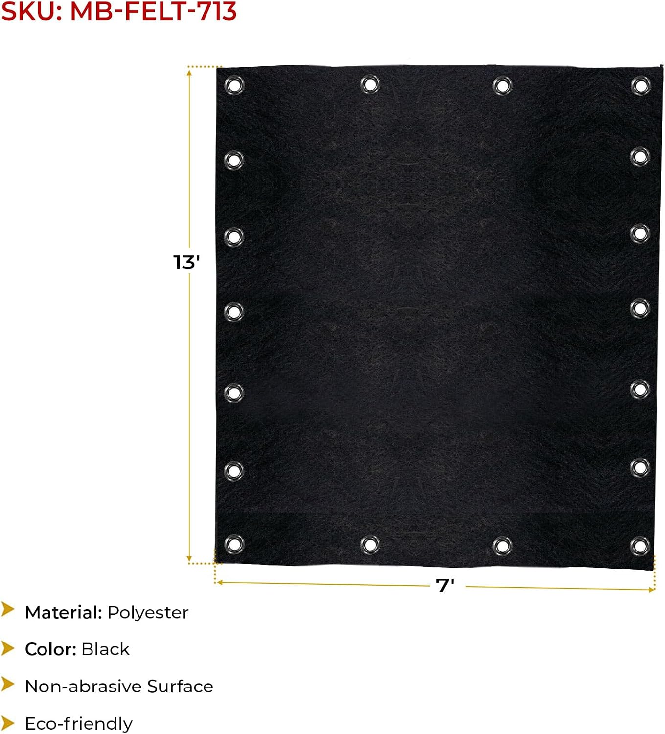 Mytee Products 2 Pack 7'x13' Black Pre Tarp Blanket with Grommets for Tarp & Cargo Load & Protection - Heavy Duty Textile Moving Blankets for Packing & Shipping Furniture - Non-Abrasive Surface