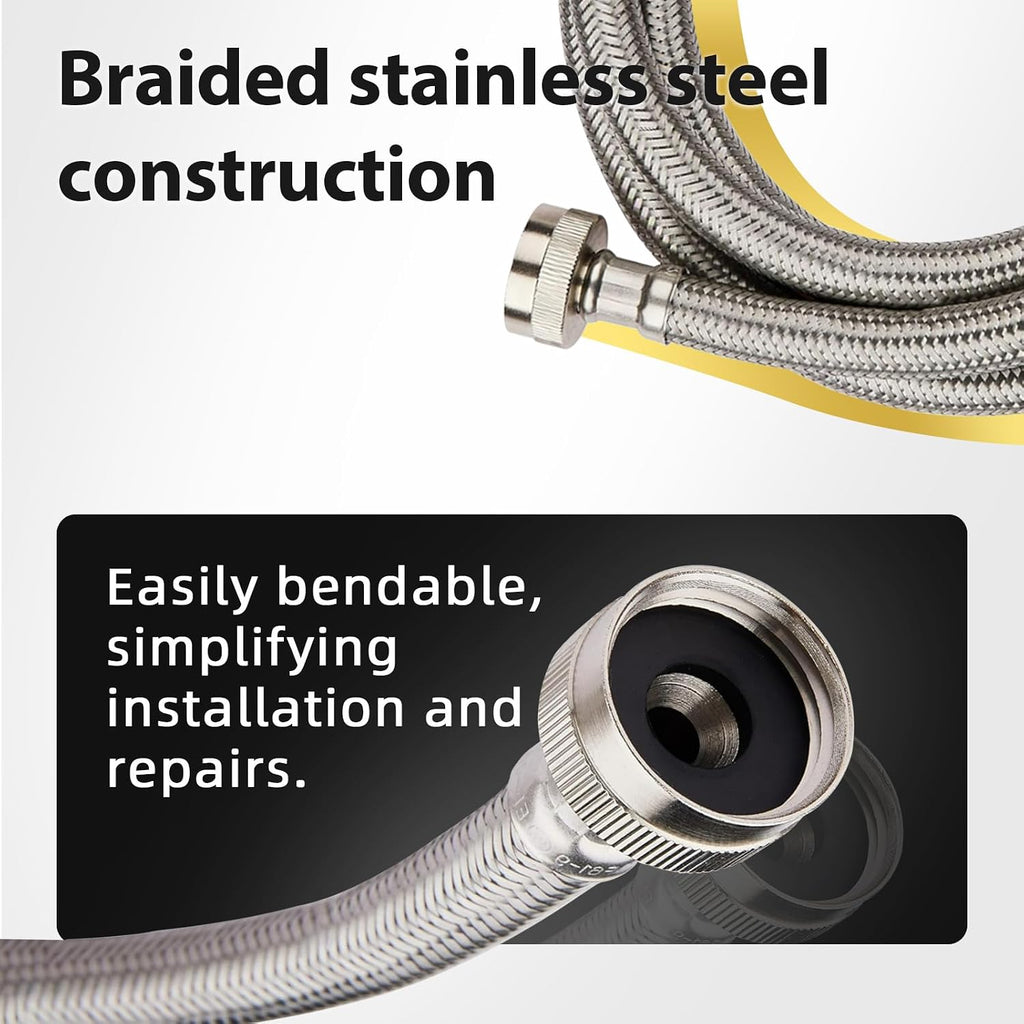 30 Pack Foskan 5FT Stainless Steel Braided Washing Machine Hose,Burst Proof PVC Core for Hot and Cold Water Supply Lines (5FT)