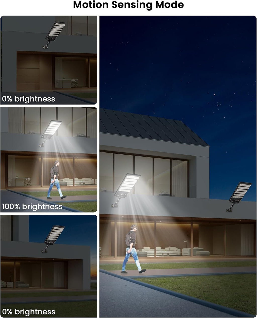 Gefolly Solar Lights Outdoor, 3000K/4000K/6000K Street Lights Outdoor Dusk to Dawn, IP67 Waterproof Solar Flood Security Lights with Motion Sensor for Warehouse, Yard, Garage-2Pack