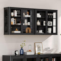 NEWOWNDS 56' Black Wall Storage Cabinets,Kitchen Wall Cabinets with Glass Doors,Over The Toilet Storage Cabinets with Tempered Glass, Upper cabinets for Launtry, Kitchen,Bathroom, 28 inch X 2PCS