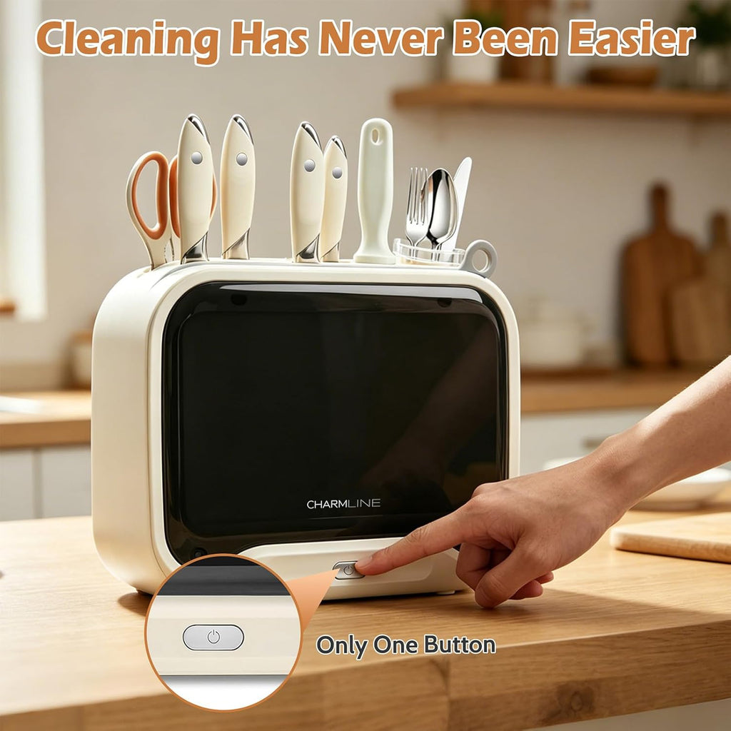 Charmline Next-Gen Smart Cutting Board and Knife Set with Holder, Self-Cleaning and Drying, Space-Saving Kitchen Organizer, Practical Gift for Mom, Dad, Housewarming, Birthday & Christmas