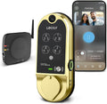 Lockly Vision Smart Lock with HD Video Doorbell, Fingerprint Door Lock for Front Door, Touchscreen Keypad, App Control, Auto Lock, No Monthly Fee - Brushed Gold