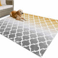 Outdoor Rug 4x6ft Morocco Pattern Ombre Yellow Grey Patio Area Rugs Waterproof Easy Cleaning Non Shedding Thick Mats Art Carpet for Indoor Outdoor Porch Deck Backyard Balcony