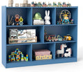 HONEY JOY Kids Toy Storage Organizer, 8-Section Storage Daycare Shelf for Preschool, Children 3-Tier Open Wooden Display Book Shelf Organizer for Classroom, Playroom & Nursery, Kindergarten (Blue)