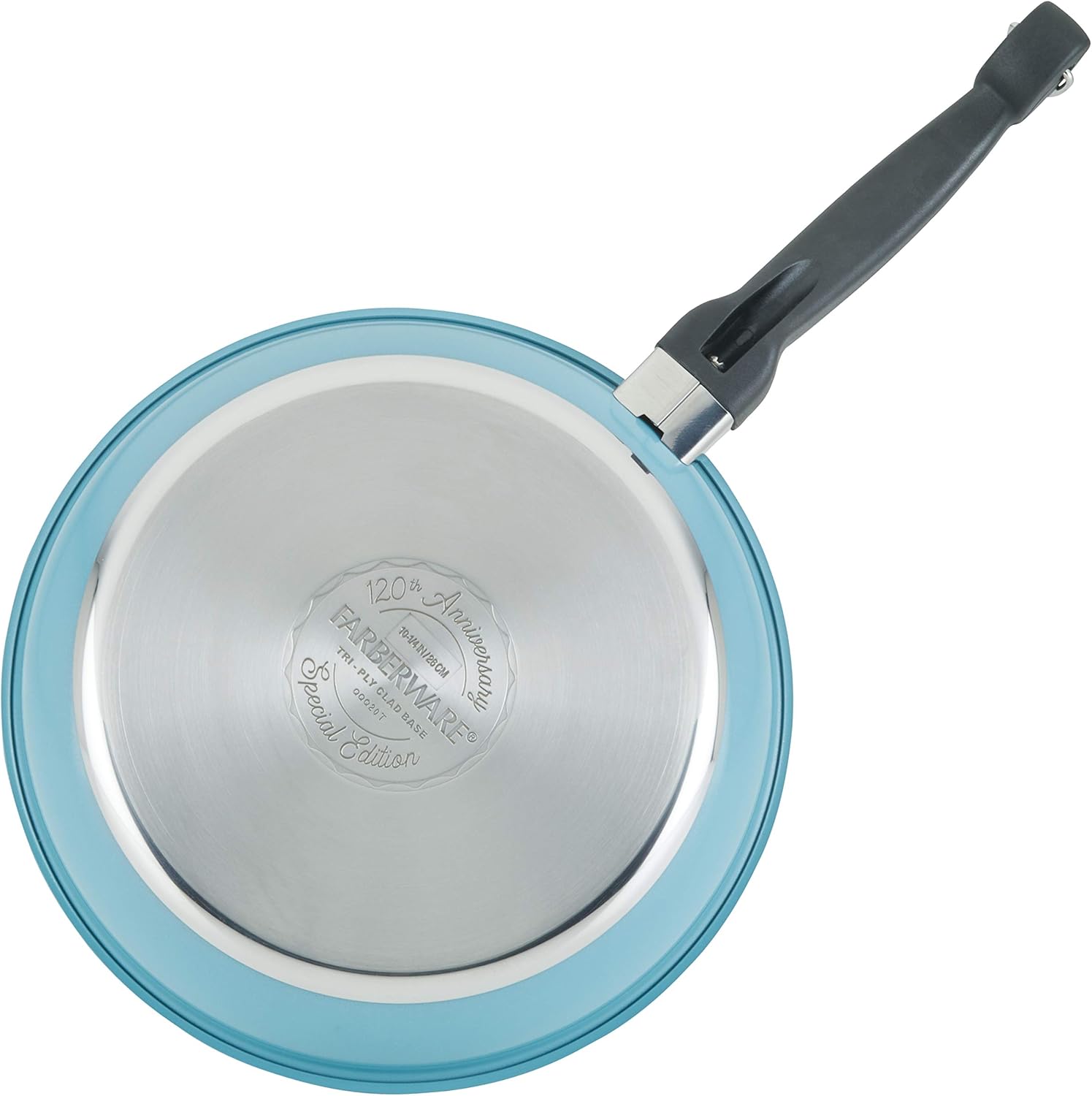 Farberware 120 Limited Edition Stainless Steel Cookware Pots and Pans Set with Prestige Kitchen Tools, 10 Piece, Aqua Blue