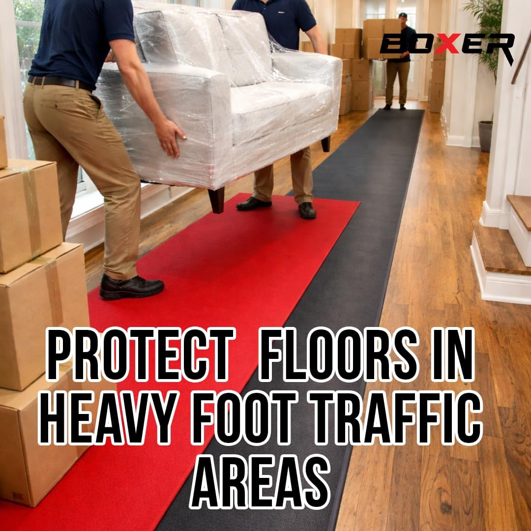 Boxer 27' x 60' Neoprene Floor Runner - Anti-Slip Resistance - Reusable Floor Protection - for Moving, Business, Home, Garage – Blue