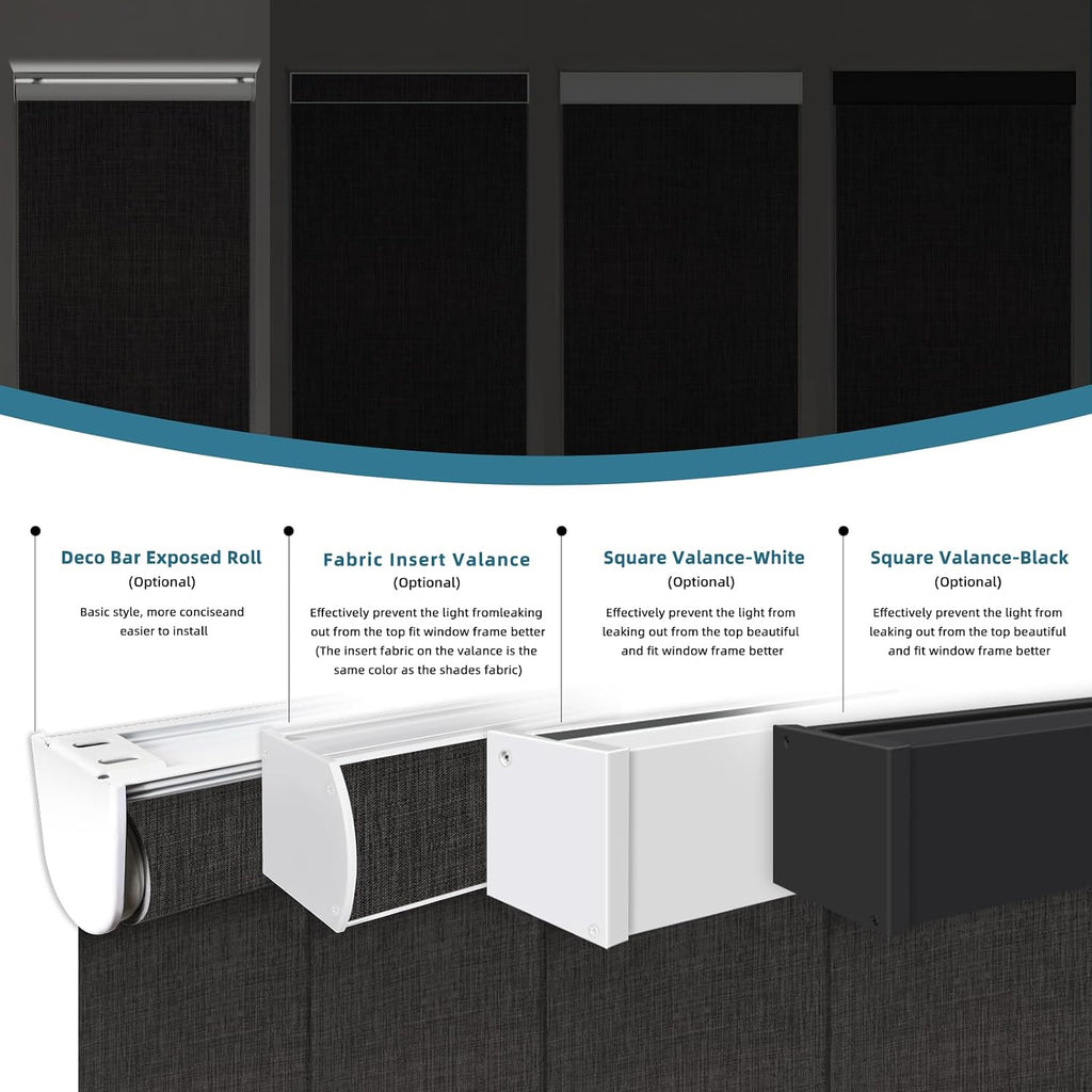 Motorized Blind,Work with Homekit Thread-Enabled,100% Blackout Smart Shades with Remote Control,Electric Roller Shade, Custom Size,Bouvardia Dark Grey