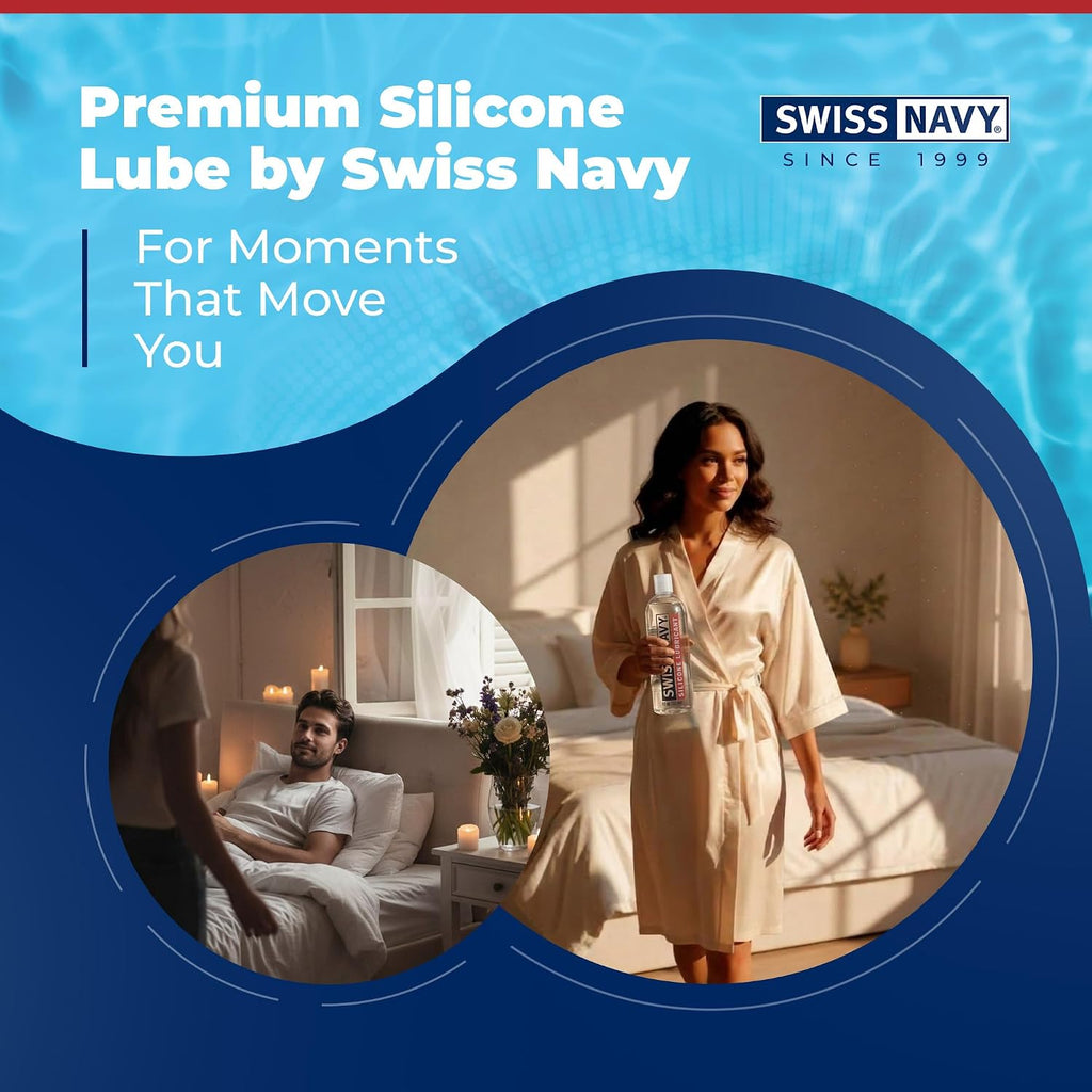 Swiss Navy Premium Silicone Based Lubricant - 32 oz - Personal Lube for Men, Women & Couples - Condom, Latex Safe - Hypoallergenic - Unscented