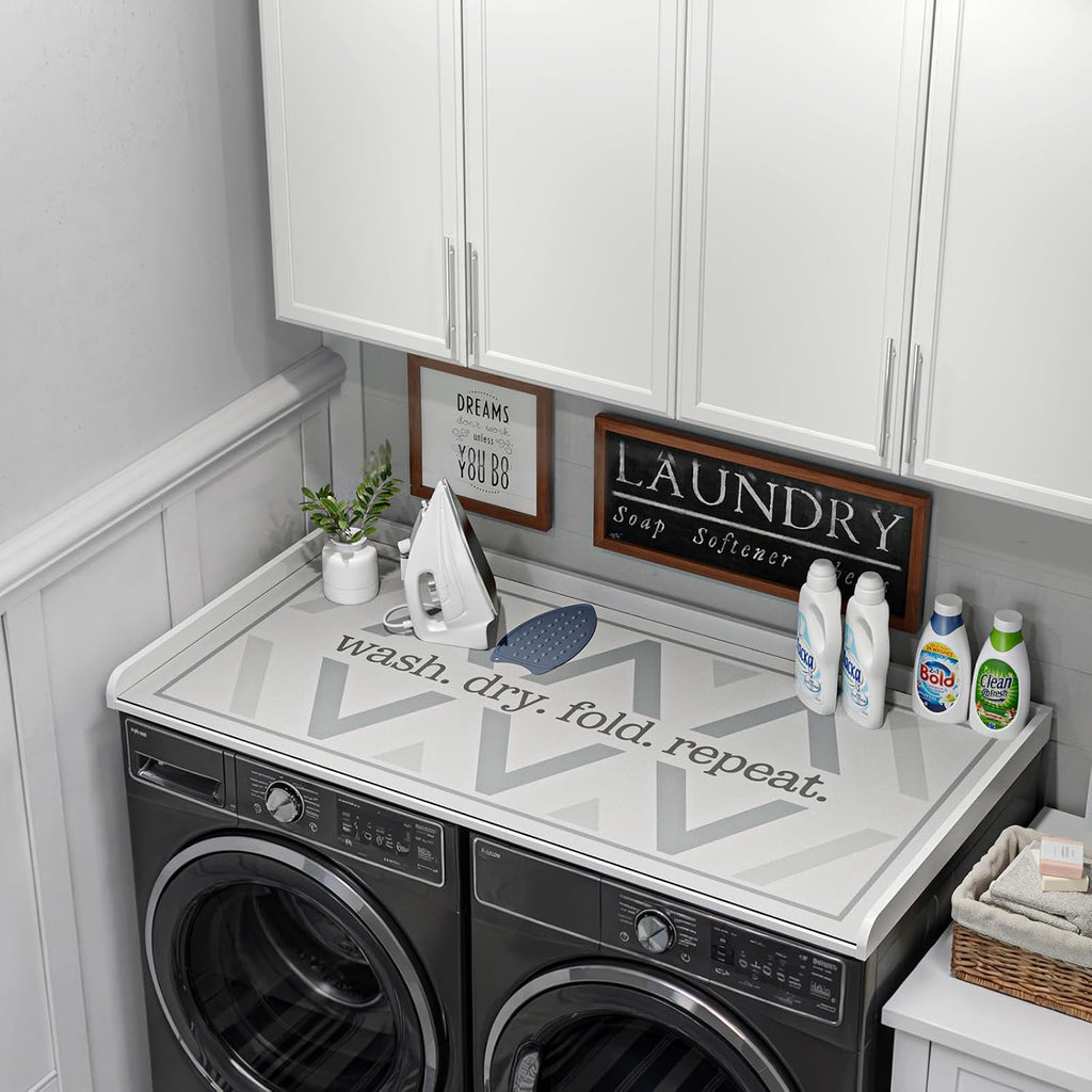 FIMELLO 60' Laundry Room Wall Cabinets and 27.6' x 54' Washer and Dryer Countertop Set, Laundry Room Cabinets Wall Mounted, Upper Cabinets Floating Cabinet - White Laundry Countertop