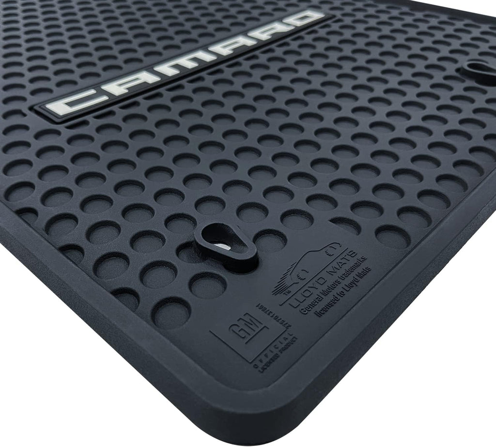 Lloyd Mats Custom-Fit All-Weather Rubber Floor Mats for Chevy Camaro 2010-2015 (2PC - Camaro Word, Black)