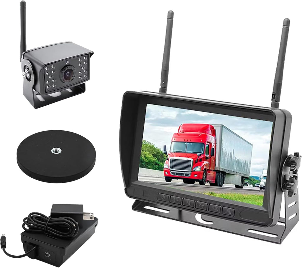 Falcon Eye 2nd Gen Wireless Backup Camera System - 200-300ft Range, 7-inch LCD Monitor & HD Night Vision Camera - Expandable Up to 4 Cams for Trucks, RVs & Fleets