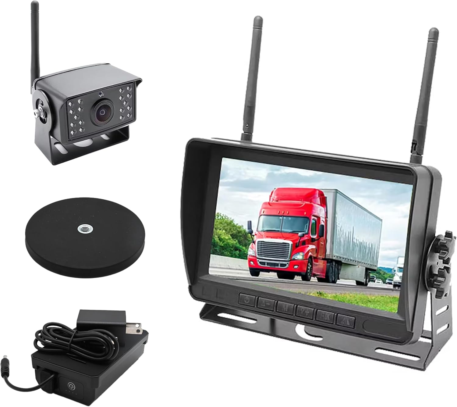 Falcon Eye 2nd Gen Wireless Backup Camera System - 200-300ft Range, 7-inch LCD Monitor & HD Night Vision Camera - Expandable Up to 4 Cams for Trucks, RVs & Fleets