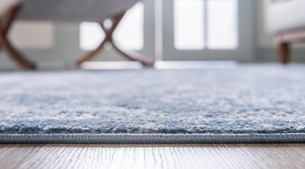Rugs.com - Oregon Rug – 12 Ft Runner Blue Hand-Knotted Textured Rug – Perfect for Hallways, Entryways, and High-Traffic Indoor Areas