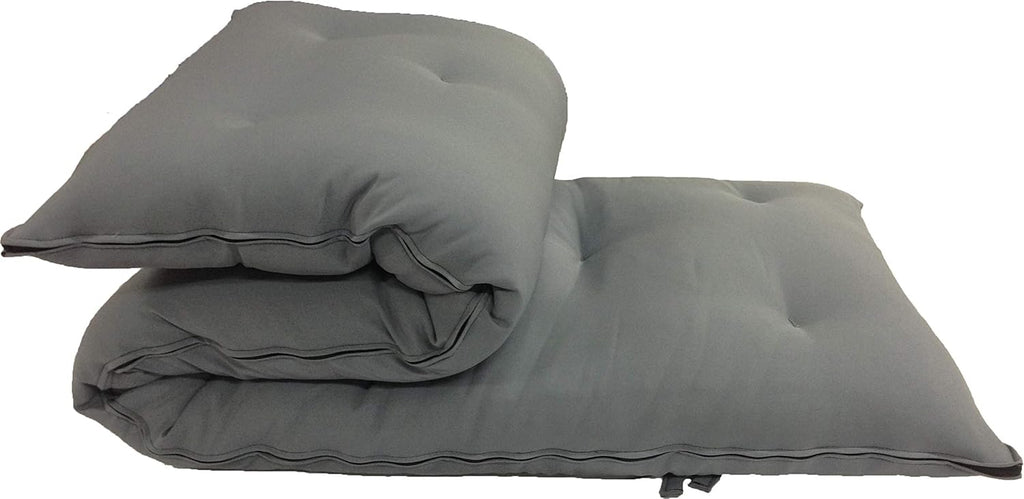 D&D Futon Furniture Traditional Japanese Floor Rolling Futon Mattress, Cotton Battings/Foam/Polyester Battings, Shikifuton (Gray, 80 x 72 x 3 in Thick King Size)