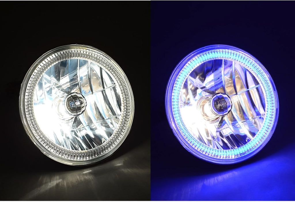 Octane Lighting 7 Inch Blue COB LED Halo Angel Eye H4 Headlamp Headlight Halogen Light Bulb Pair