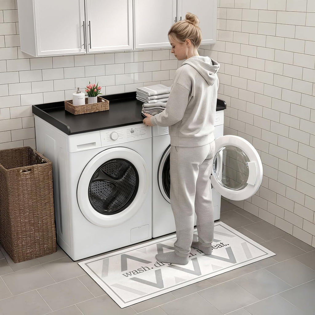 FIMELLO 60' Laundry Room Wall Cabinets and 27.6' x 54' Washer and Dryer Countertop Set, Laundry Room Cabinets Wall Mounted, Upper Cabinets Floating Cabinet - Black Laundry Countertop