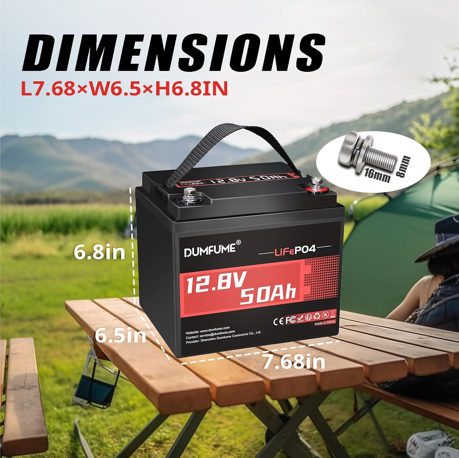 12.8V 50Ah LiFePO4 Lithium Battery, Built-in 50A BMS,640Wh Capacity, 4000+ Cycles, Low-Temp Protection,Perfect for RV, Camping, Solar, Off-Grid and Home Energy Storage