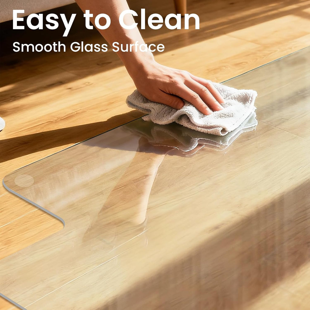 Tempered Glass Chair Mat with Lip, 53' x 45' Heavy-Duty Office Floor Protector for Under-Desk Reach, for Carpet & Hardwood, 1/5' Thick