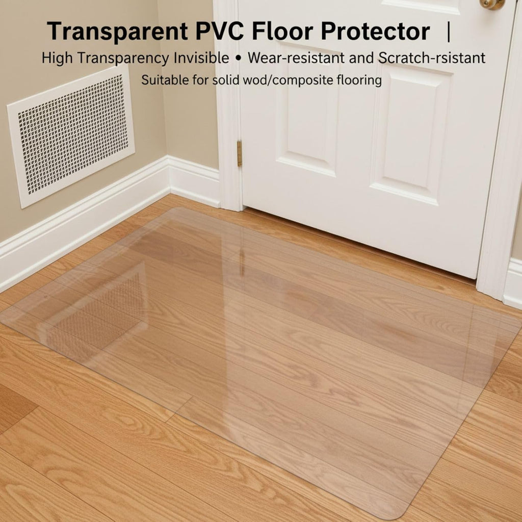 PVC Rolling Chair Mat for Carpet，Clear Office Chair Mats for Hard Floors 0.08in Transparent Wood Tile Protection Mat，Scratch Resistant Computer Floor Mats，Easy Glide(72' x 84')