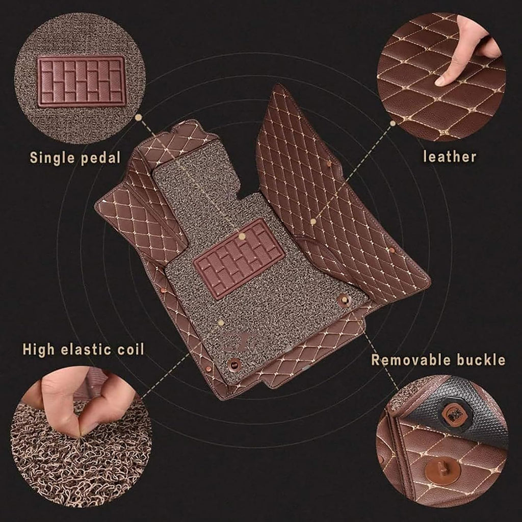 Custom All-Weather Protection Car Floor Mats for Nissan Teana L33 2013-2018, Artificial Leather Front Rear Floor Liners Full Coverage Anti-Slip Carpet Pads Styling Accessories,A/Beige-Gray