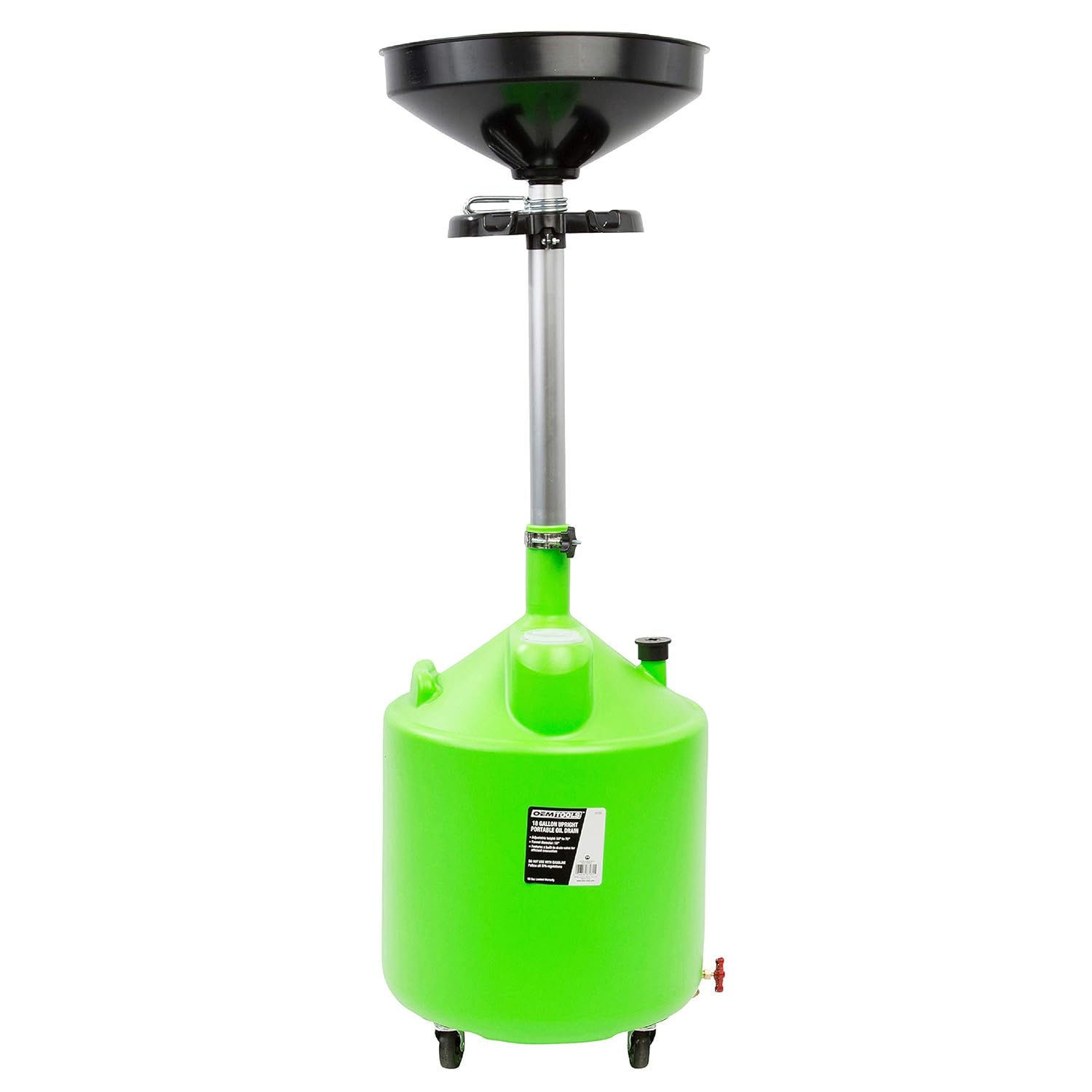 OEMTOOLS 18 Gallon Oil Drain Container, Upright Adjustable Oil Drain Tank
