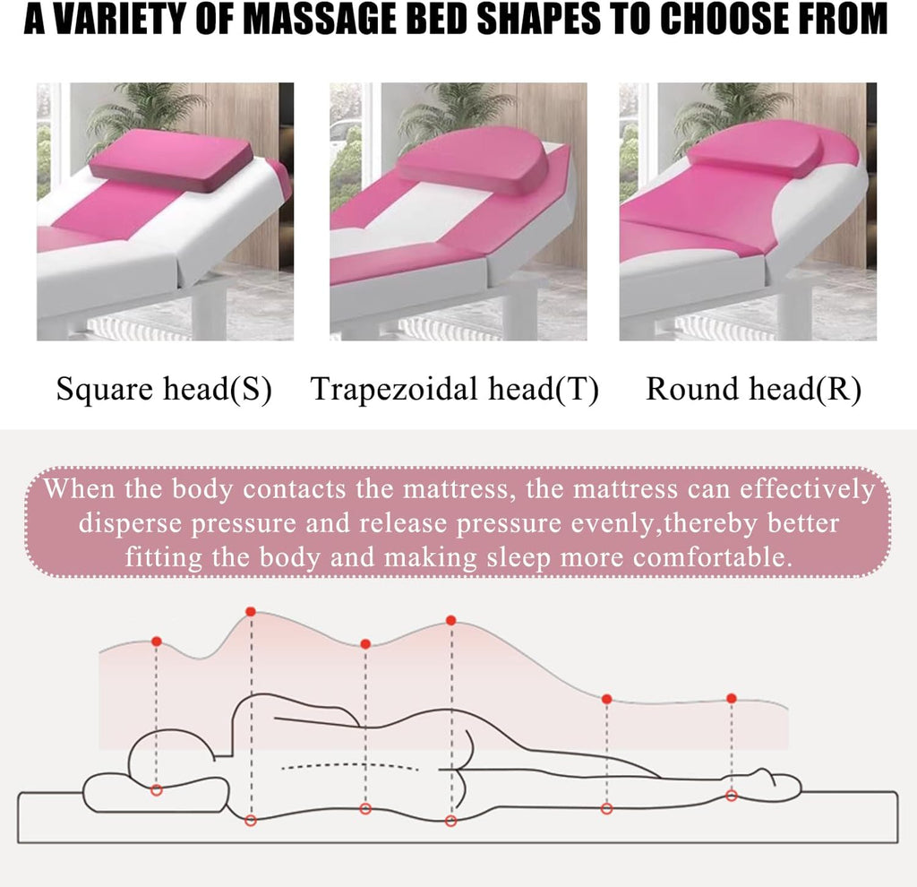Thicken Topper for Massage Bed 7Cm Spa Massage Table Pad with Elastic Band Beauty Salon Bed Pad Non-Slip Lash Bed Cushion for Beauty and Massage Round Trapezoid Head,White/a(s),70 * 190cm(N)
